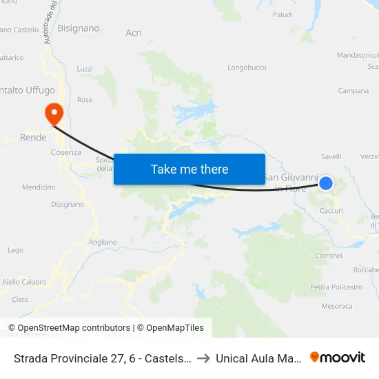 Strada Provinciale 27, 6 - Castelsilano to Unical Aula Magna map