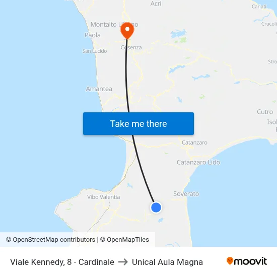 Kennedy Avenue, 8 - Cardinale to Unical Magna Hall map
