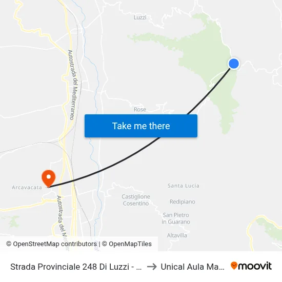 Provincial Road 248 of Luzzi - Luzzi to Unical Magna Hall map
