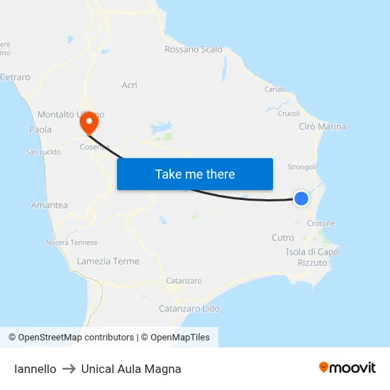 Iannello to Unical Magna Hall map