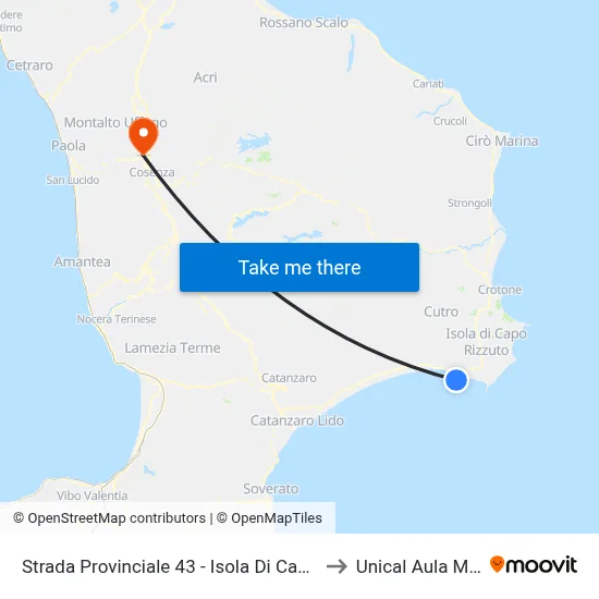 Strada Provinciale 43 - Isola Di Capo Rizzuto to Unical Aula Magna map