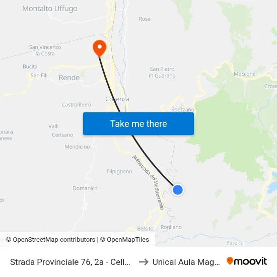 Strada Provinciale 76, 2a - Cellara to Unical Aula Magna map