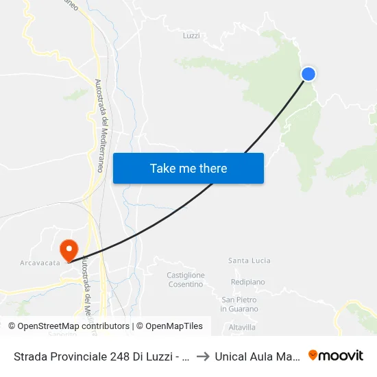 Provincial Road 248 of Luzzi - Luzzi to Unical Magna Hall map