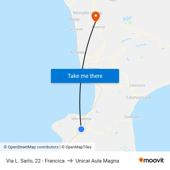 Via L. Sarlo, 22 - Francica to Unical Aula Magna map