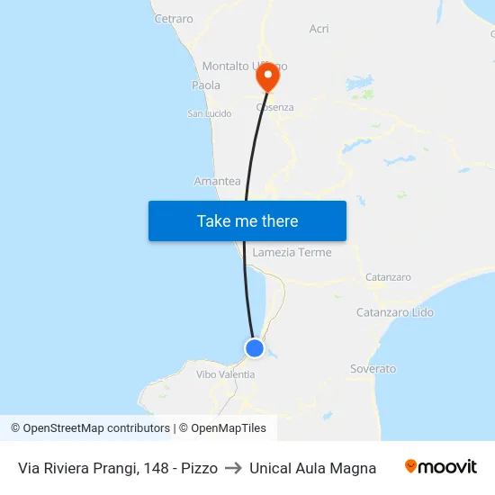 Via Riviera Prangi, 148 - Pizzo to Unical Aula Magna map