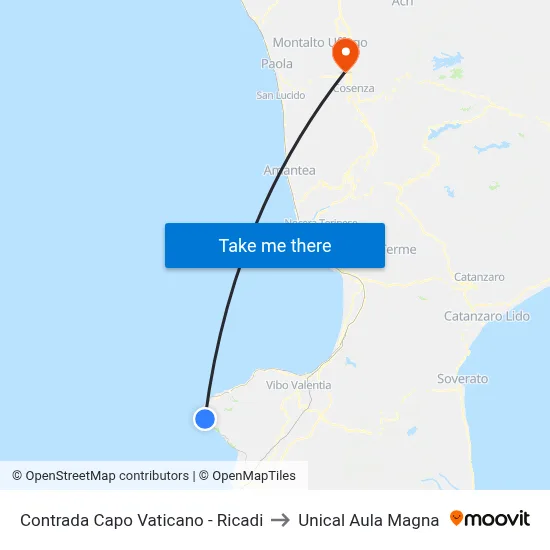 Contrada Capo Vaticano - Ricadi to Unical Aula Magna map