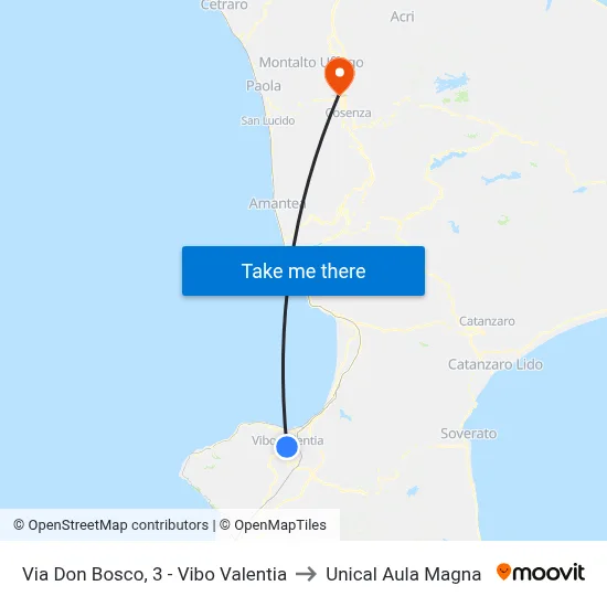 Don Bosco Street, 3 - Vibo Valentia to Unical Magna Hall map