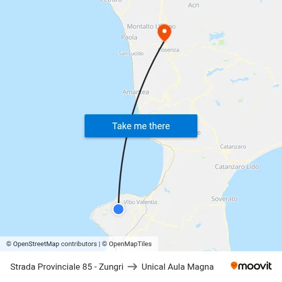 Provincial Road 85 - Zungri to Unical Magna Hall map