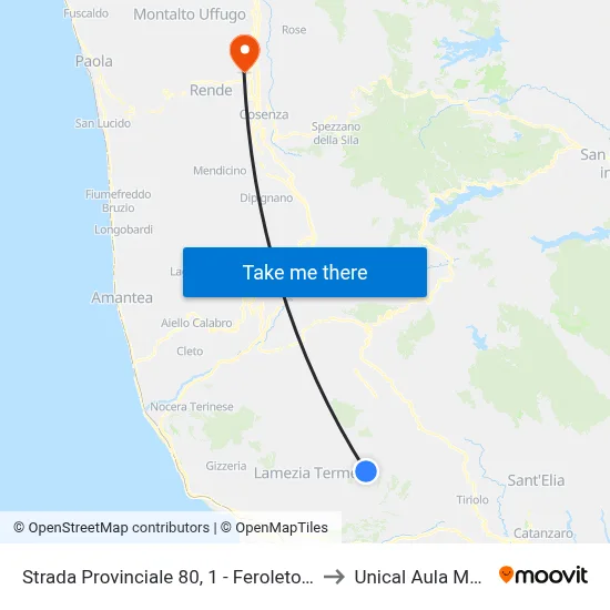 Strada Provinciale 80, 1 - Feroleto Antico to Unical Aula Magna map
