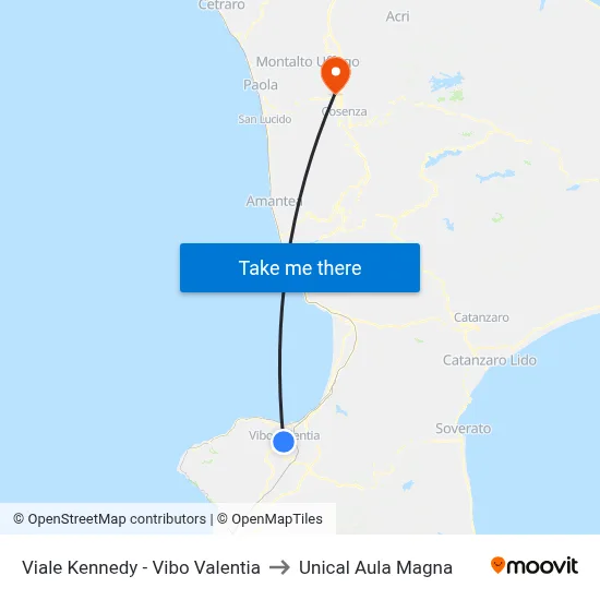 Kennedy Avenue - Vibo Valentia to Unical Magna Hall map