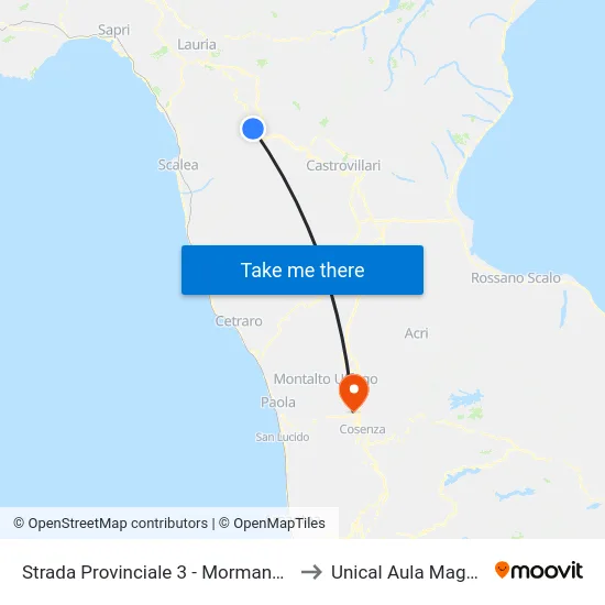Strada Provinciale 3 - Mormanno to Unical Aula Magna map