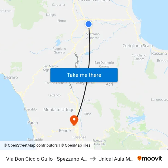 Via Don Ciccio Gullo - Spezzano Albanese to Unical Aula Magna map