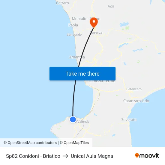 Sp82 Conidoni - Briatico to Unical Aula Magna map