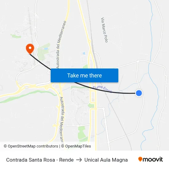 Santa Rosa District - Rende to Unical Magna Hall map