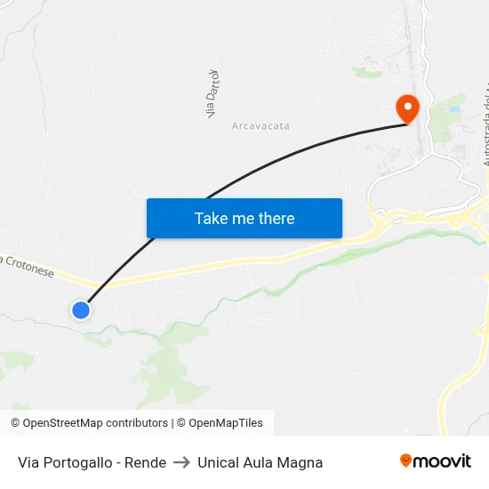 Portugal Street - Rende to Unical Magna Hall map