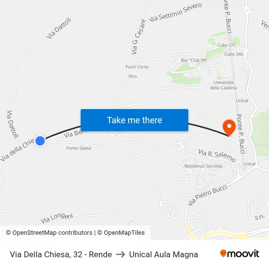 Church Street, 32 - Rende to Unical Magna Hall map