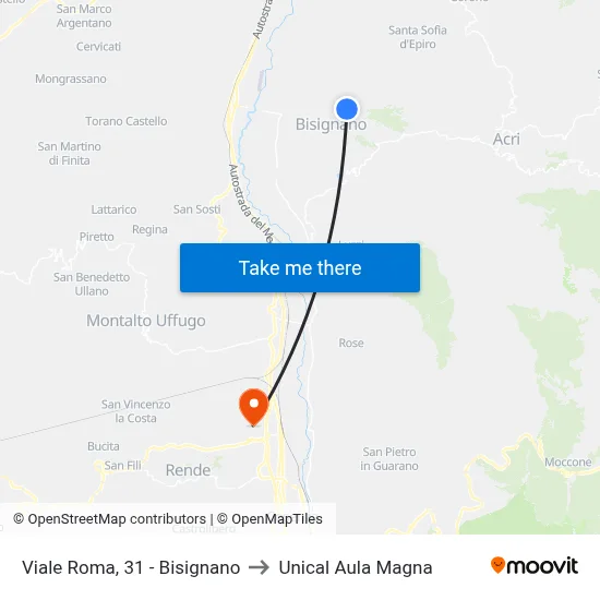 Rome Avenue, 31 - Bisignano to Unical Magna Hall map