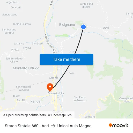 State Road 660 - Acri to Unical Magna Hall map