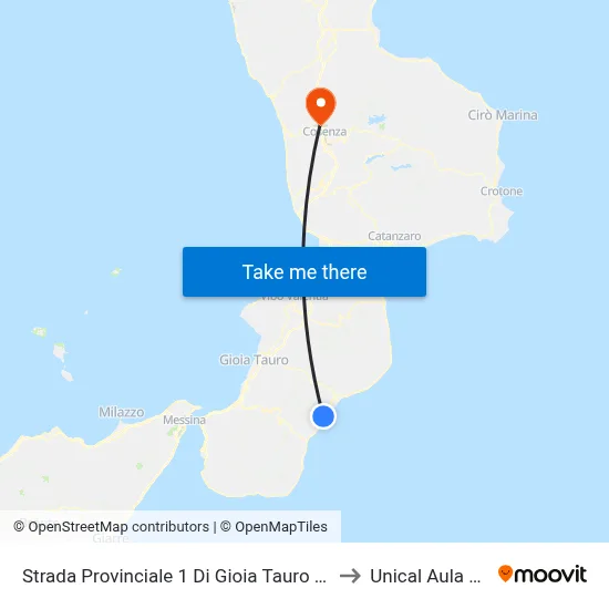 Provincial Road 1 of Gioia Tauro and Locri - Locri to Unical Magna Hall map
