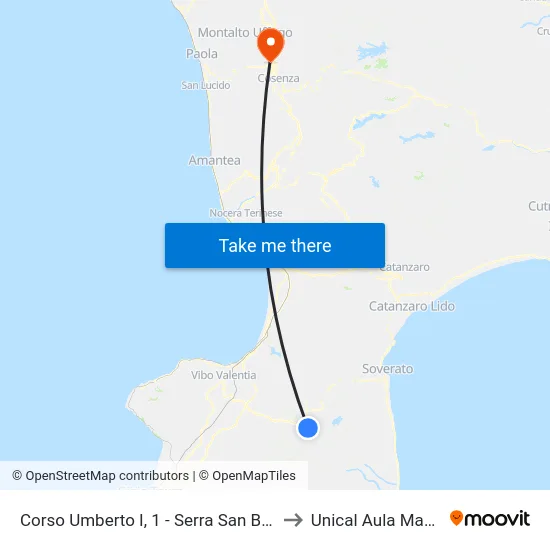 Corso Umberto I, 1 - Serra San Bruno to Unical Aula Magna map