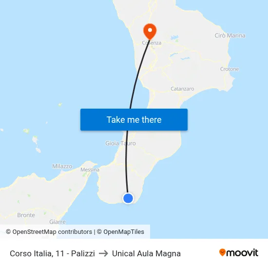 Corso Italia, 11 - Palizzi to Unical Magna Hall map