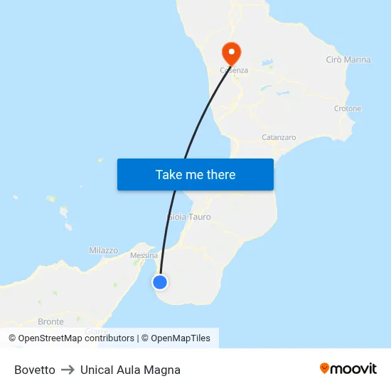 Bovetto to Unical Magna Hall map