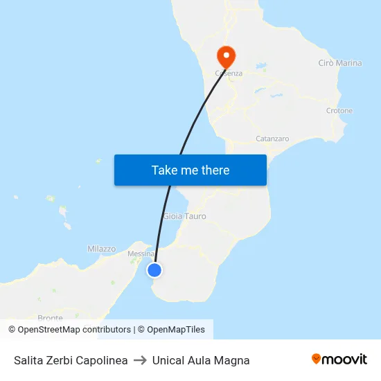 Zerbi Hill Terminal to Unical Magna Hall map