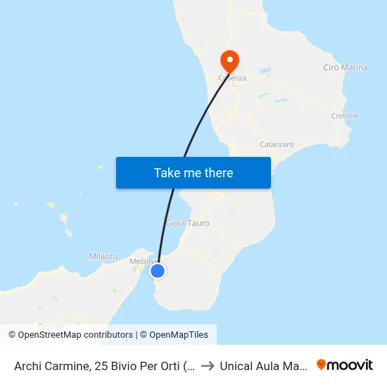 Archi Carmine, 25 Junction to Orti (N/S) to Unical Magna Hall map