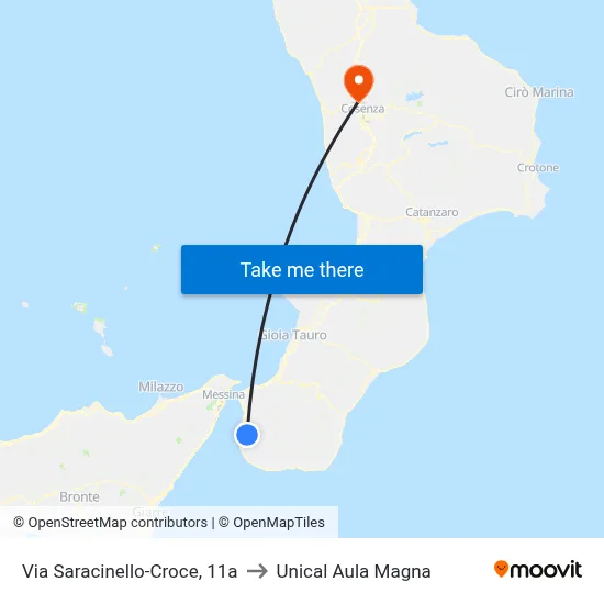 Saracinello-Croce Street, 11a to Unical Magna Hall map