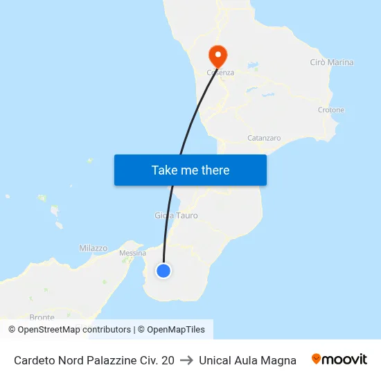 Cardeto Nord Palazzine Civ. 20 to Unical Aula Magna map
