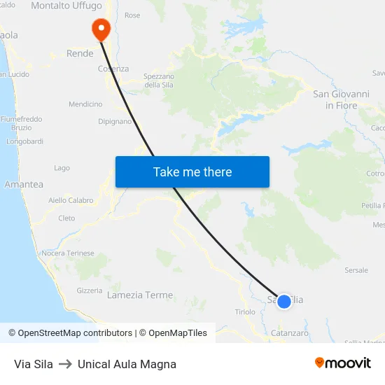 Via Sila to Unical Aula Magna map