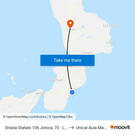 State Road 106 Ionian, 70 - Locri to Unical Magna Hall map