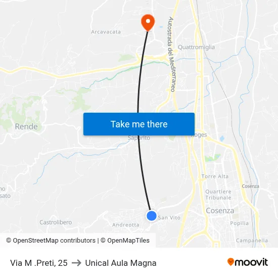 M. Preti Street, 25 to Unical Magna Hall map
