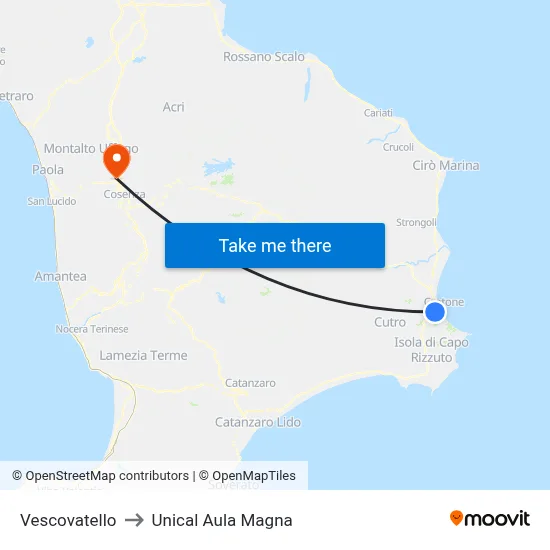 Vescovatello to Unical Magna Hall map