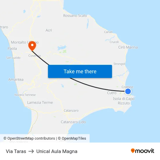 Via Taras to Unical Aula Magna map