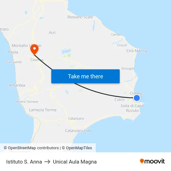 Istituto S. Anna to Unical Aula Magna map