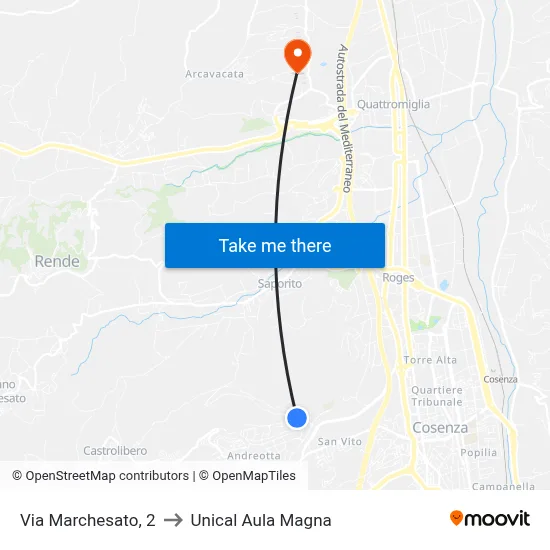 Marchesato Street, 2 to Unical Magna Hall map