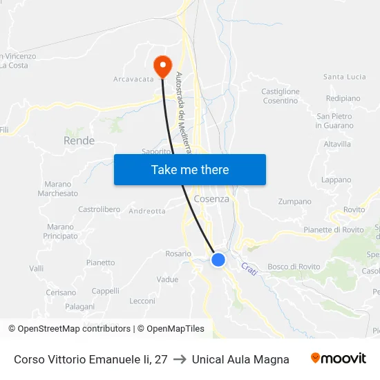 Victor Emmanuel II Avenue, 27 to Unical Magna Hall map
