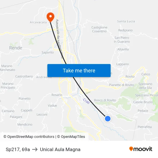 Sp217, 69a to Unical Magna Hall map