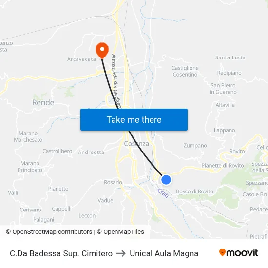 Upper Badessa District Cemetery to Unical Magna Hall map