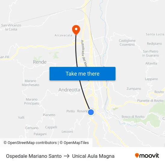 Ospedale Mariano Santo to Unical Aula Magna map