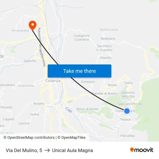 Mill Street, 5 to Unical Magna Hall map
