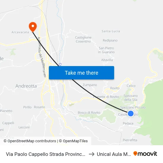 Via Paolo Cappello Provincial Road 226, 1 to Unical Magna Hall map