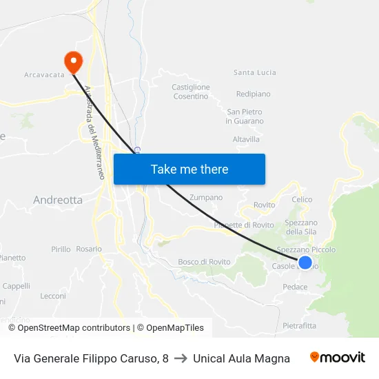 Via Generale Filippo Caruso, 8 to Unical Aula Magna map