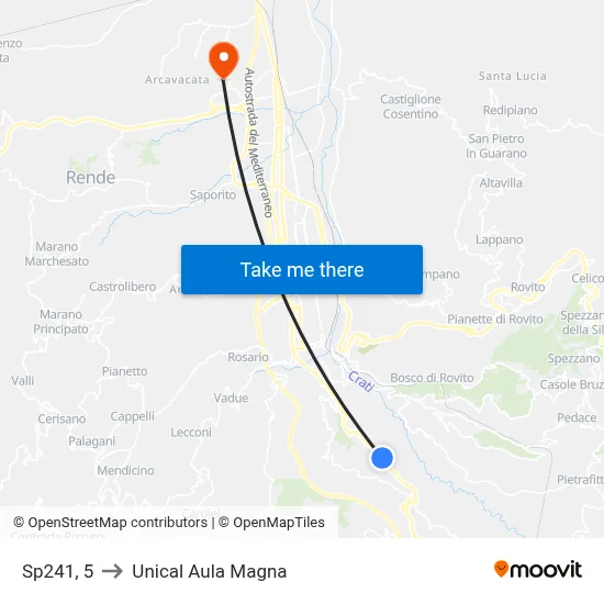 Sp241, 5 to Unical Magna Hall map