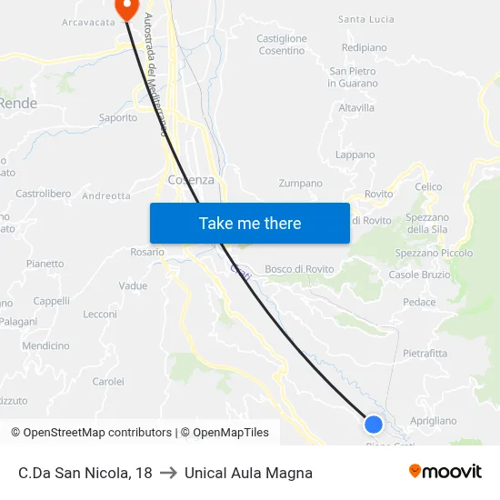 San Nicola District, 18 to Unical Magna Hall map