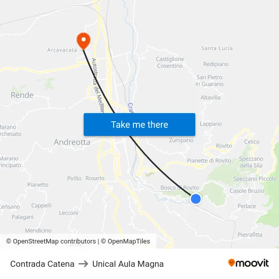 Contrada Catena to Unical Aula Magna map