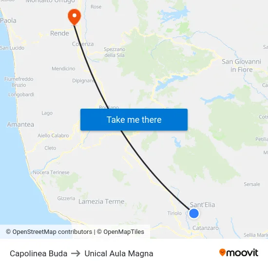 Capolinea Buda to Unical Aula Magna map