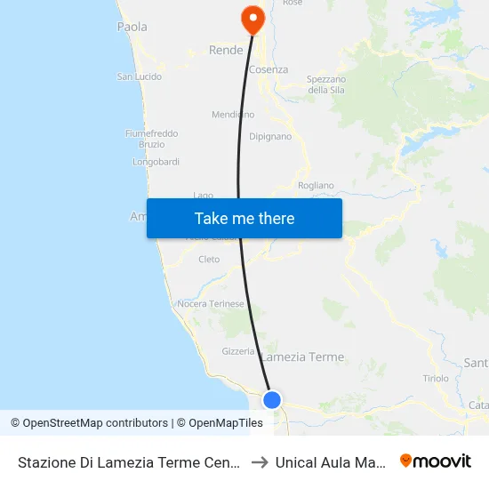 Stazione Di Lamezia Terme Centrale to Unical Aula Magna map