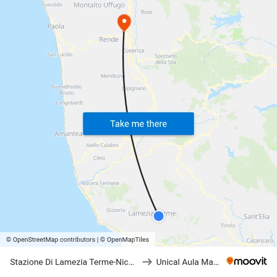 Stazione Di Lamezia Terme-Nicastro to Unical Aula Magna map